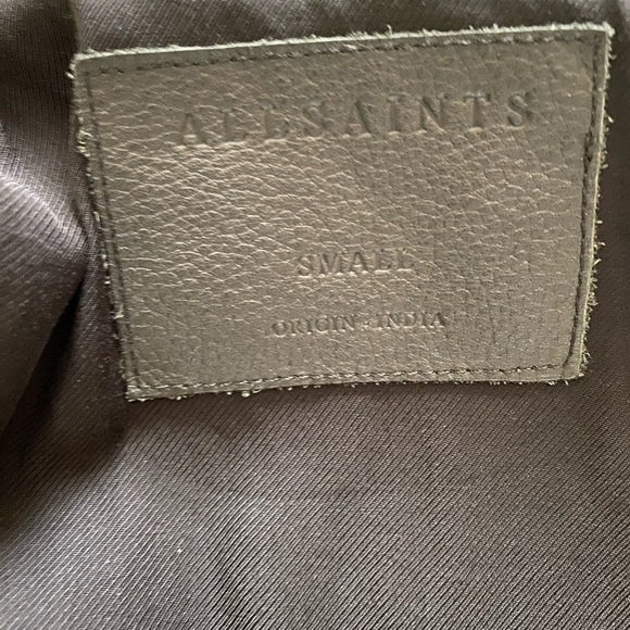 All Saints Leather baseball style bomber jacket - Size Small, fits Medium - Picture 4 of 6